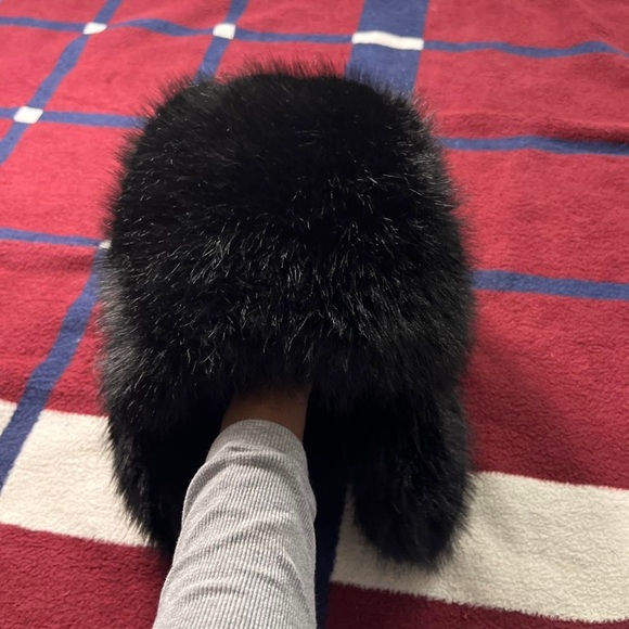 Vintage Havana black faux fur trapper big chunky hat hairy winter fleece lined - Picture 4 of 7